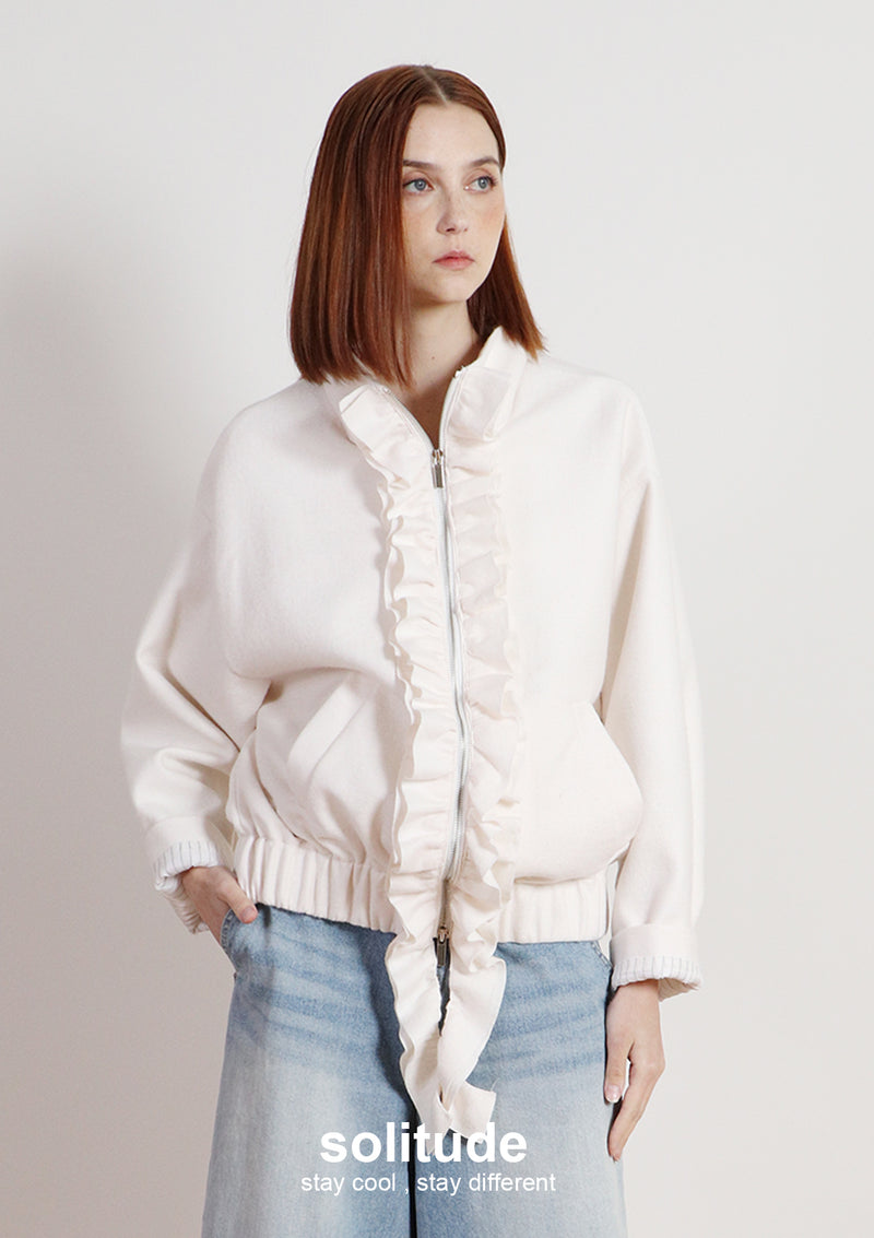 Off-white Ruffles Zip-up Wool Jacket