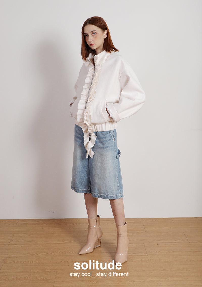 Off-white Ruffles Zip-up Wool Jacket