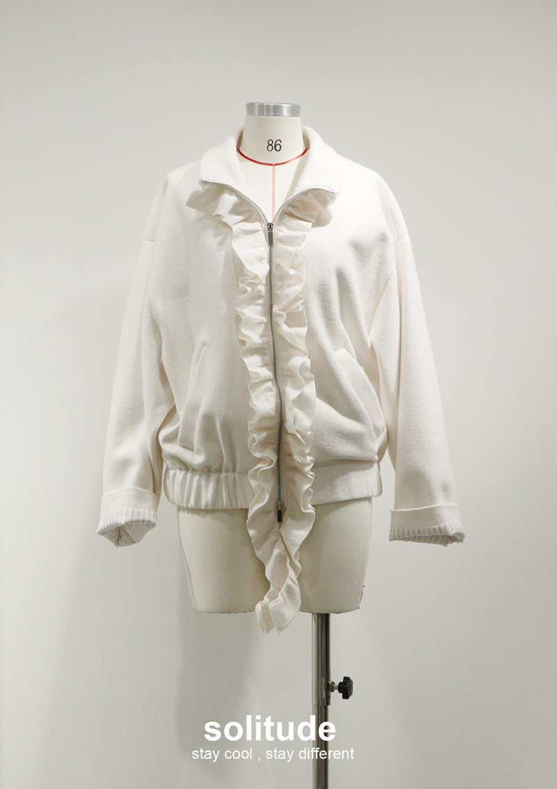 Off-white Ruffles Zip-up Wool Jacket
