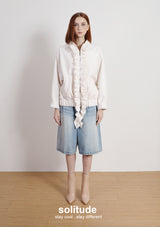 Off-white Ruffles Zip-up Wool Jacket