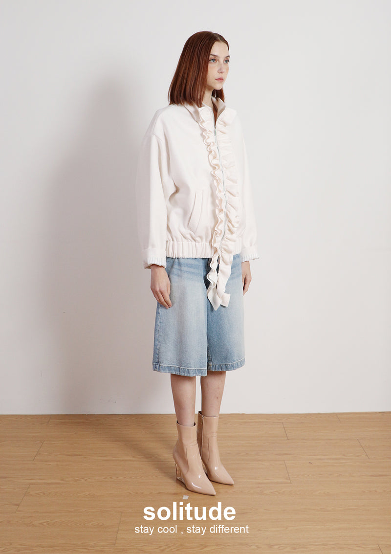 Off-white Ruffles Zip-up Wool Jacket