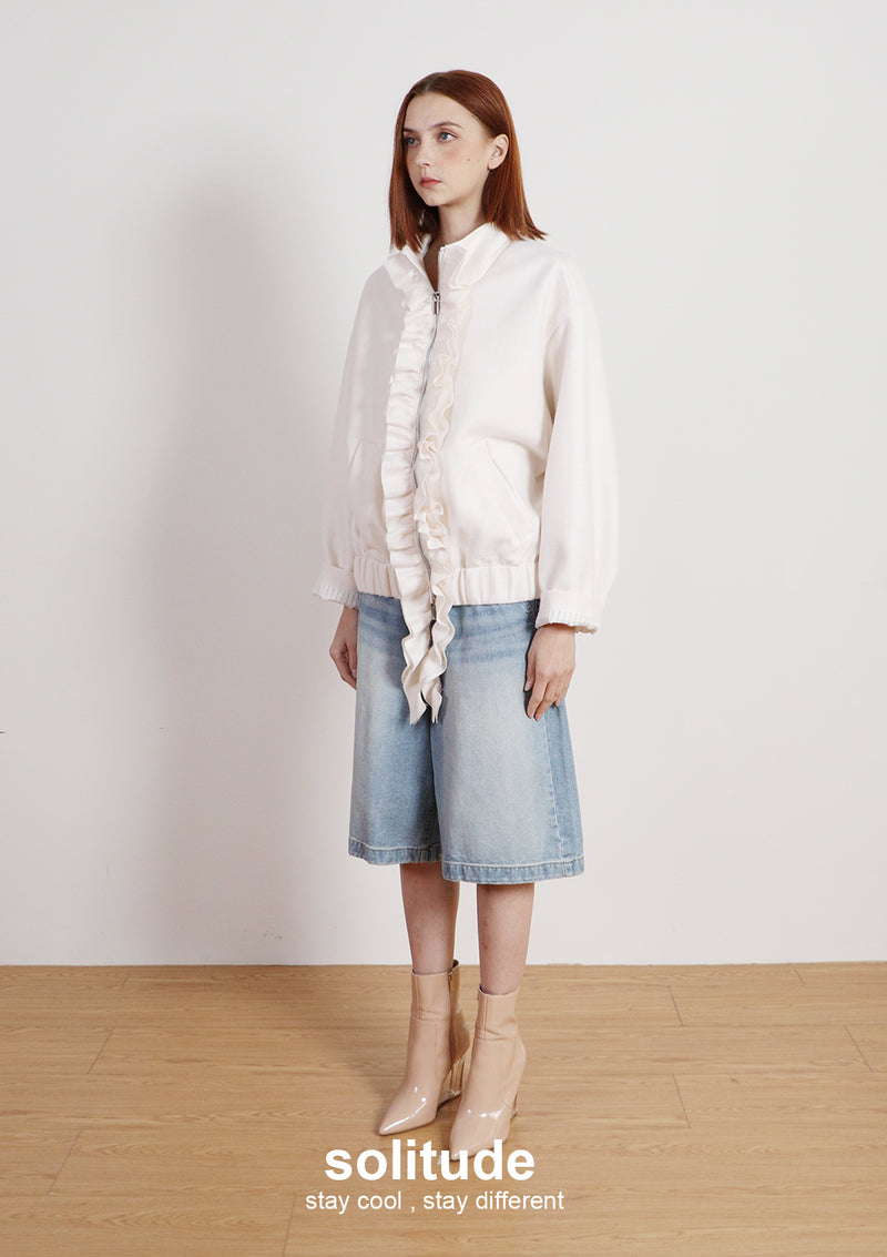 Off-white Ruffles Zip-up Wool Jacket