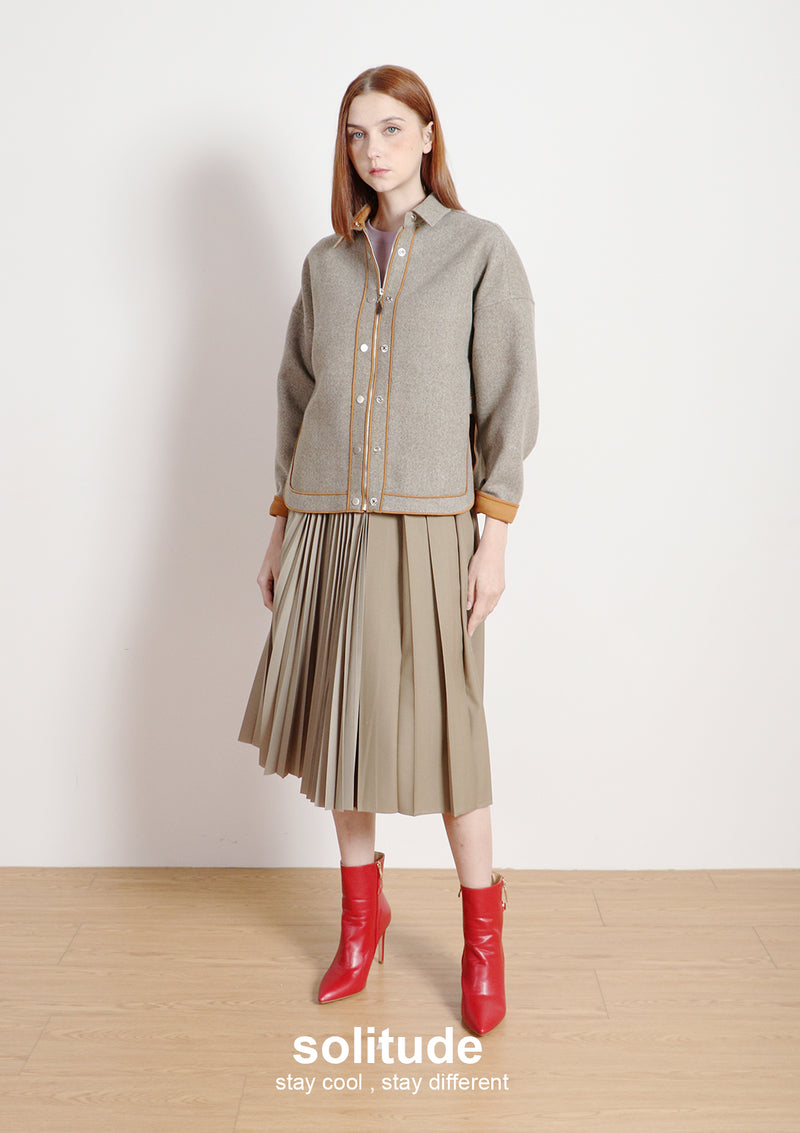 Brown Boxy Zip-up Jacket