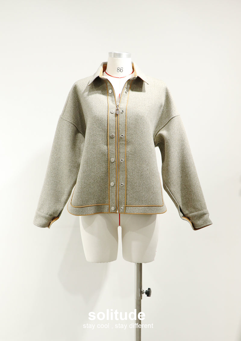 Brown Boxy Zip-up Jacket