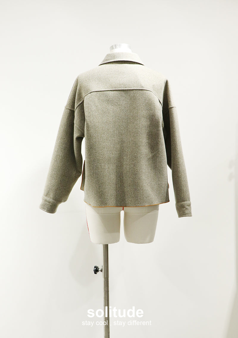 Brown Boxy Zip-up Jacket