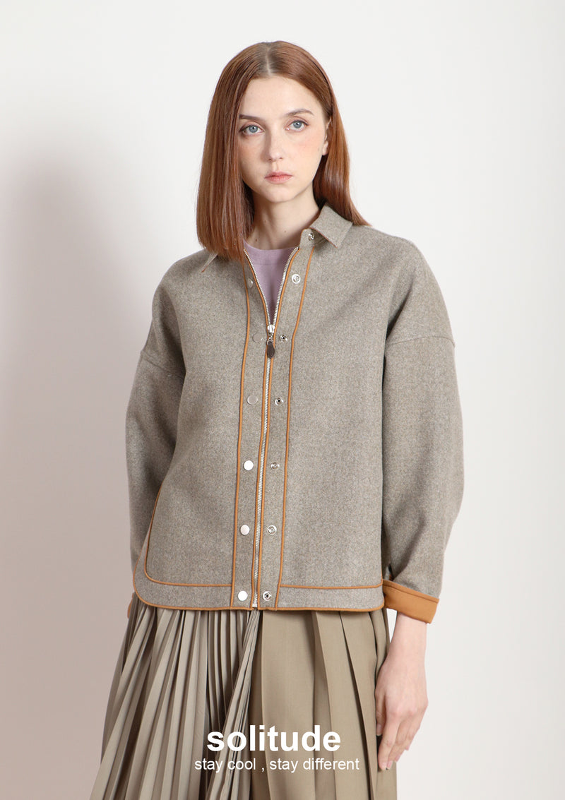 Brown Boxy Zip-up Jacket