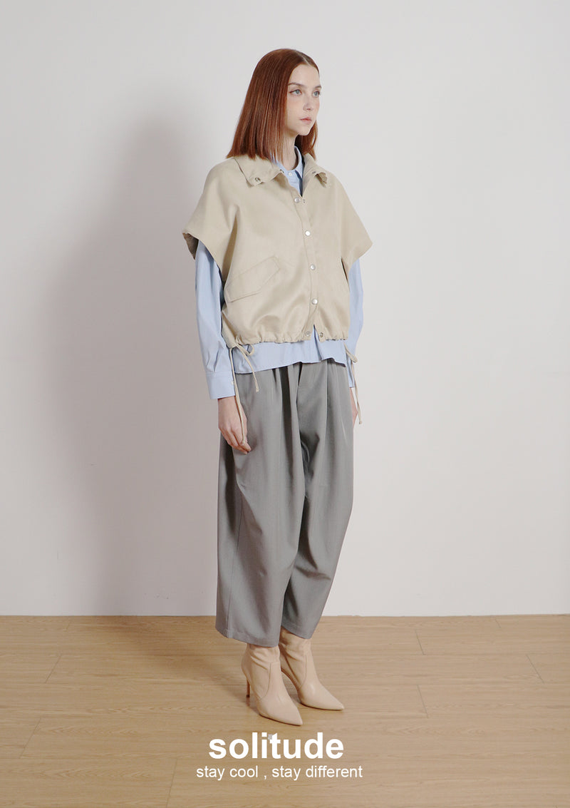 Wide Shoulder Drawstring Vest