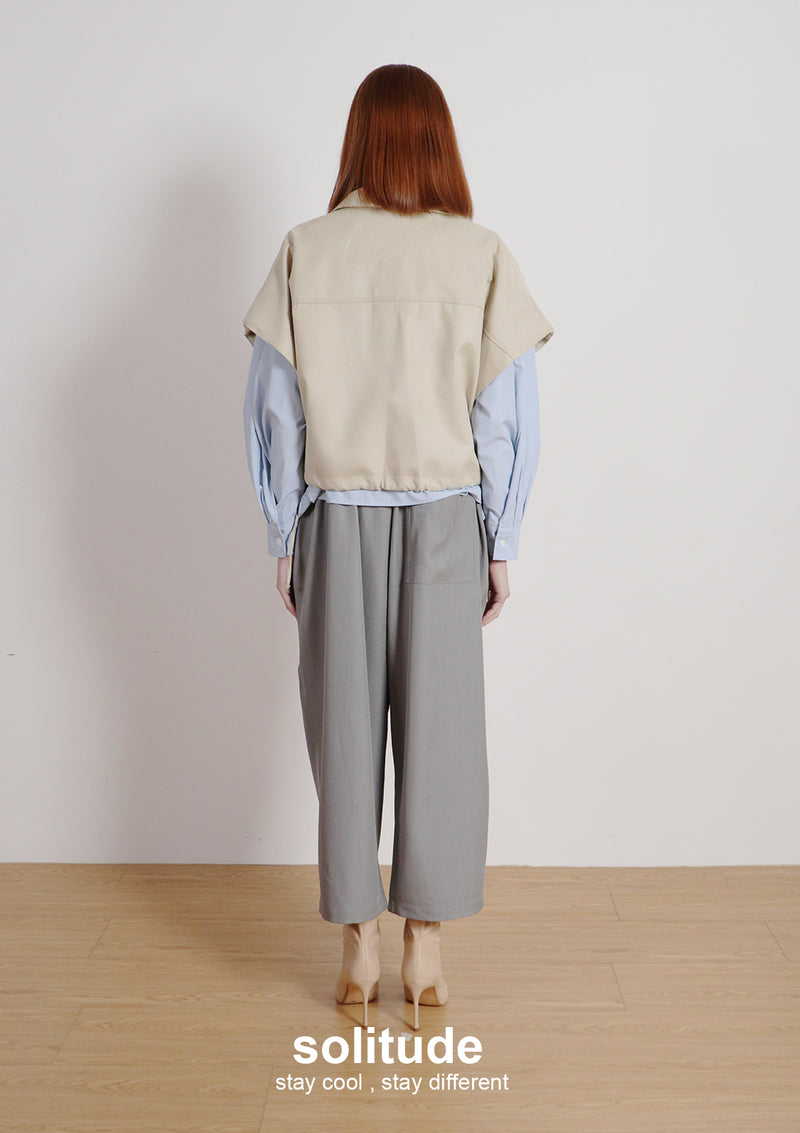 Wide Shoulder Drawstring Vest