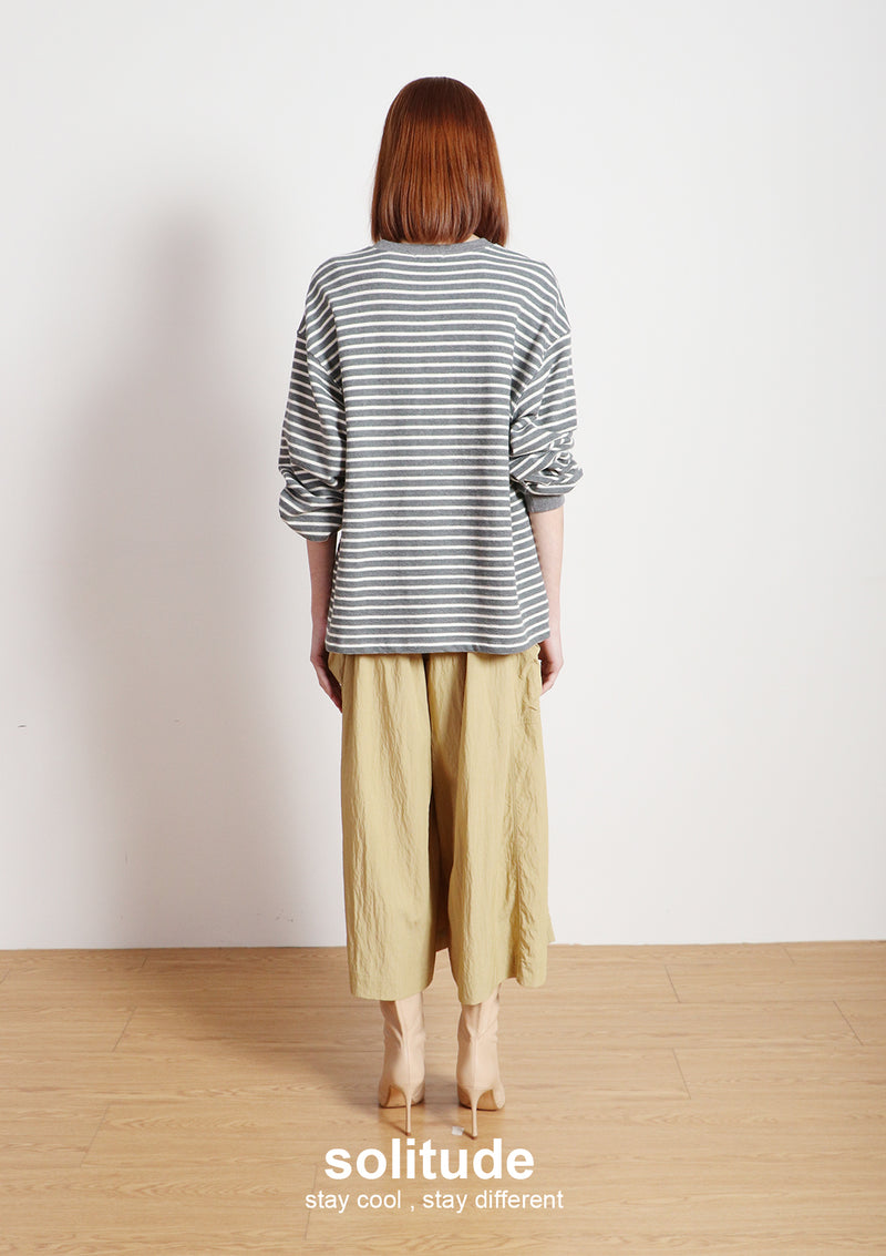 Grey Striped Flowers Top