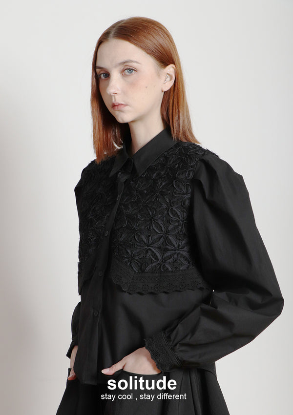 Black Lace Trimes Shirt