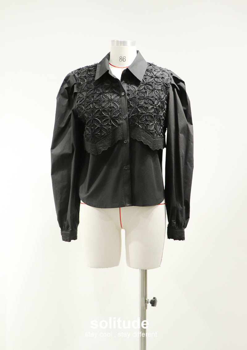 Black Lace Trimes Shirt