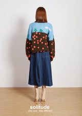 Blue Garden Patterned Wool Top