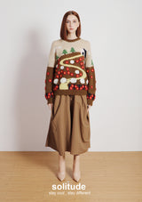 Beige Garden Patterned Wool Top