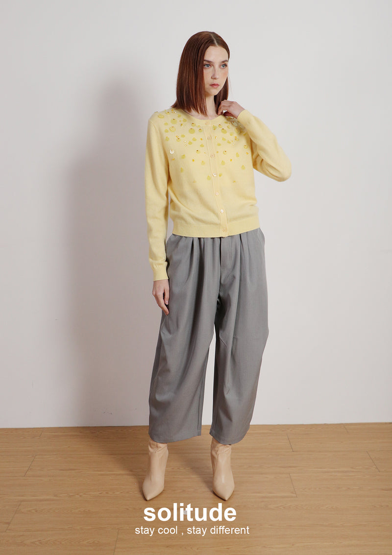 Yellow Blue Beaded Cadigan