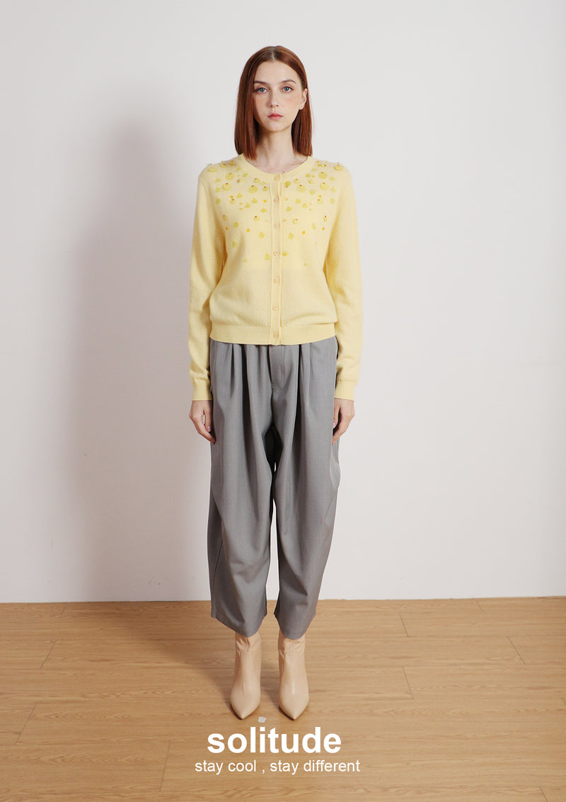 Yellow Blue Beaded Cadigan