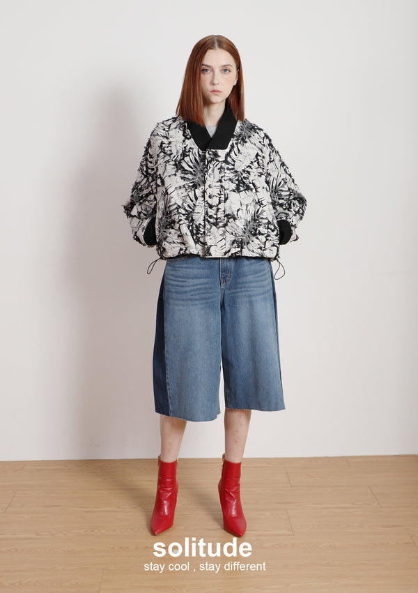 Black & White Pattern Cropped Jacket