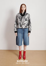 Black & White Pattern Cropped Jacket