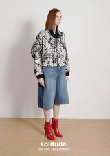 Black & White Pattern Cropped Jacket