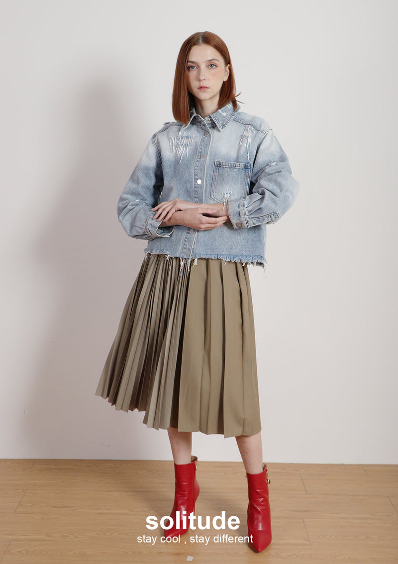 Embroidered Beaded Denim Jacket