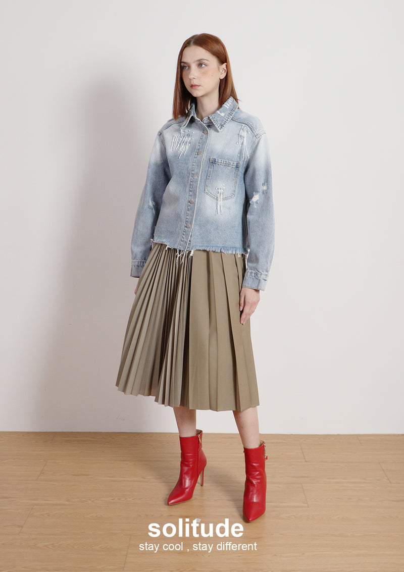 Embroidered Beaded Denim Jacket