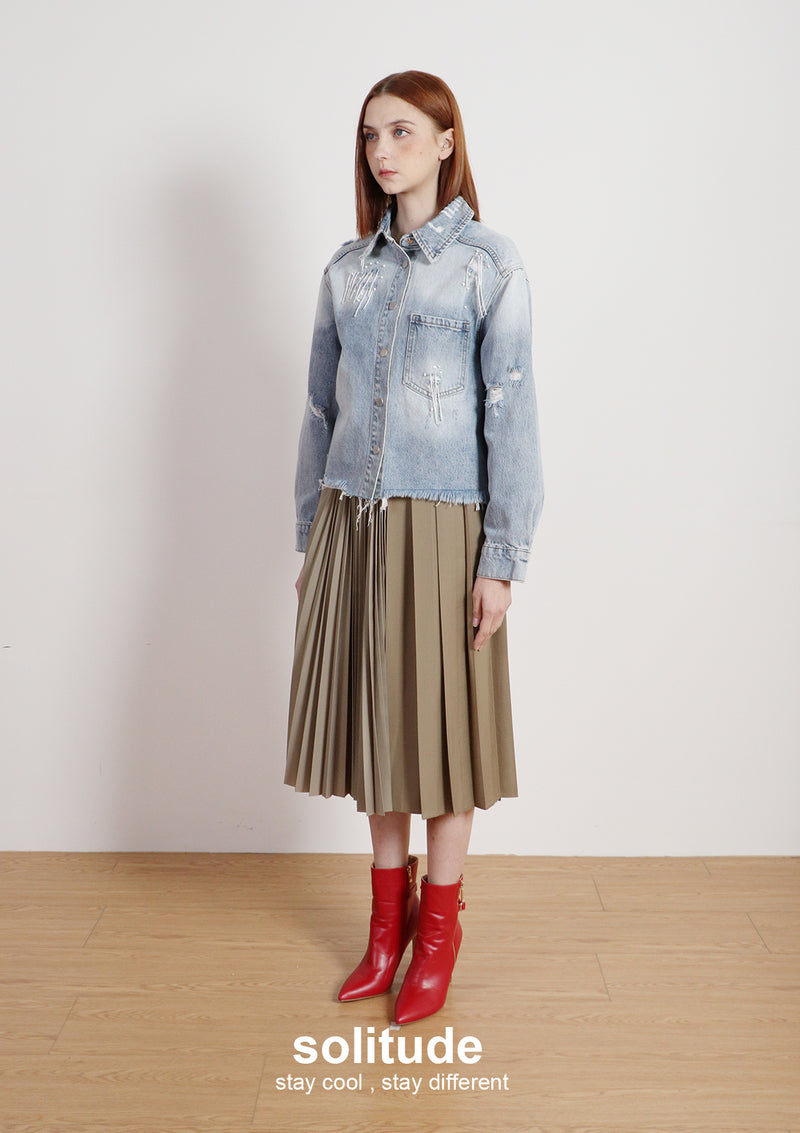 Embroidered Beaded Denim Jacket