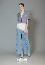 Cropped Sleeveless Stripe Blazzer