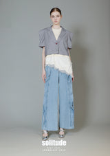 Cropped Sleeveless Stripe Blazzer