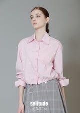 Pink Hand-Beaded Woven Shirt