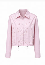 Pink Hand-Beaded Woven Shirt