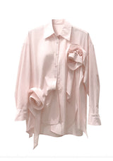Pink Floral Applique Blouse