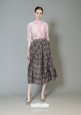 Brown Checkered Plaid Skirt