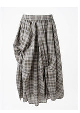 Brown Checkered Plaid Skirt