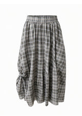 Brown Checkered Plaid Skirt