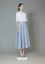 Blue Striped A-line Long Skirt