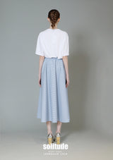 Blue Striped A-line Long Skirt