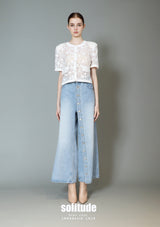 White Sheer Beaded Applique Top