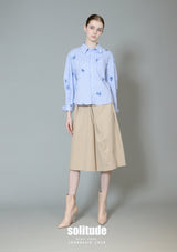 Blue Checkered Embroidered Long Sleeve Shirt