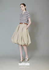 Lavender Striped Knit Polo Shirt