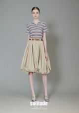 Lavender Striped Knit Polo Shirt