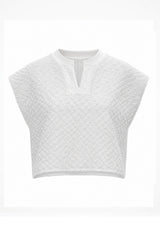 White Wide Shoulder Knitted Top