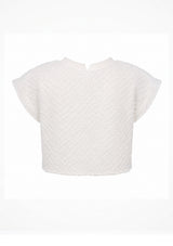White Wide Shoulder Knitted Top