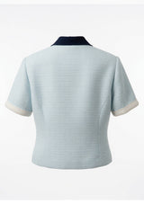 Aqua Pearl Button Tweed Jacket