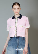 Pink Pearl Botton Tweed Jacket