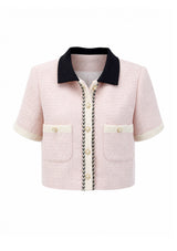 Pink Pearl Botton Tweed Jacket