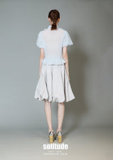 Blue Gathered Short Sleeves Top