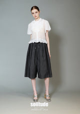 White Gathred Short Sleeves Top