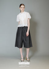 White Gathred Short Sleeves Top