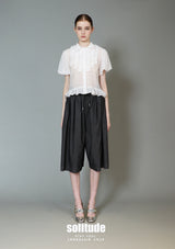 White Gathred Short Sleeves Top