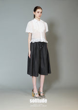White Gathred Short Sleeves Top