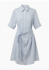 Striped Botton-Up Short Sleeve Dress